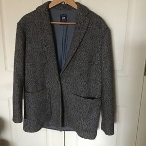 Gap Women Herringbone Blazer Jacket Black  size S